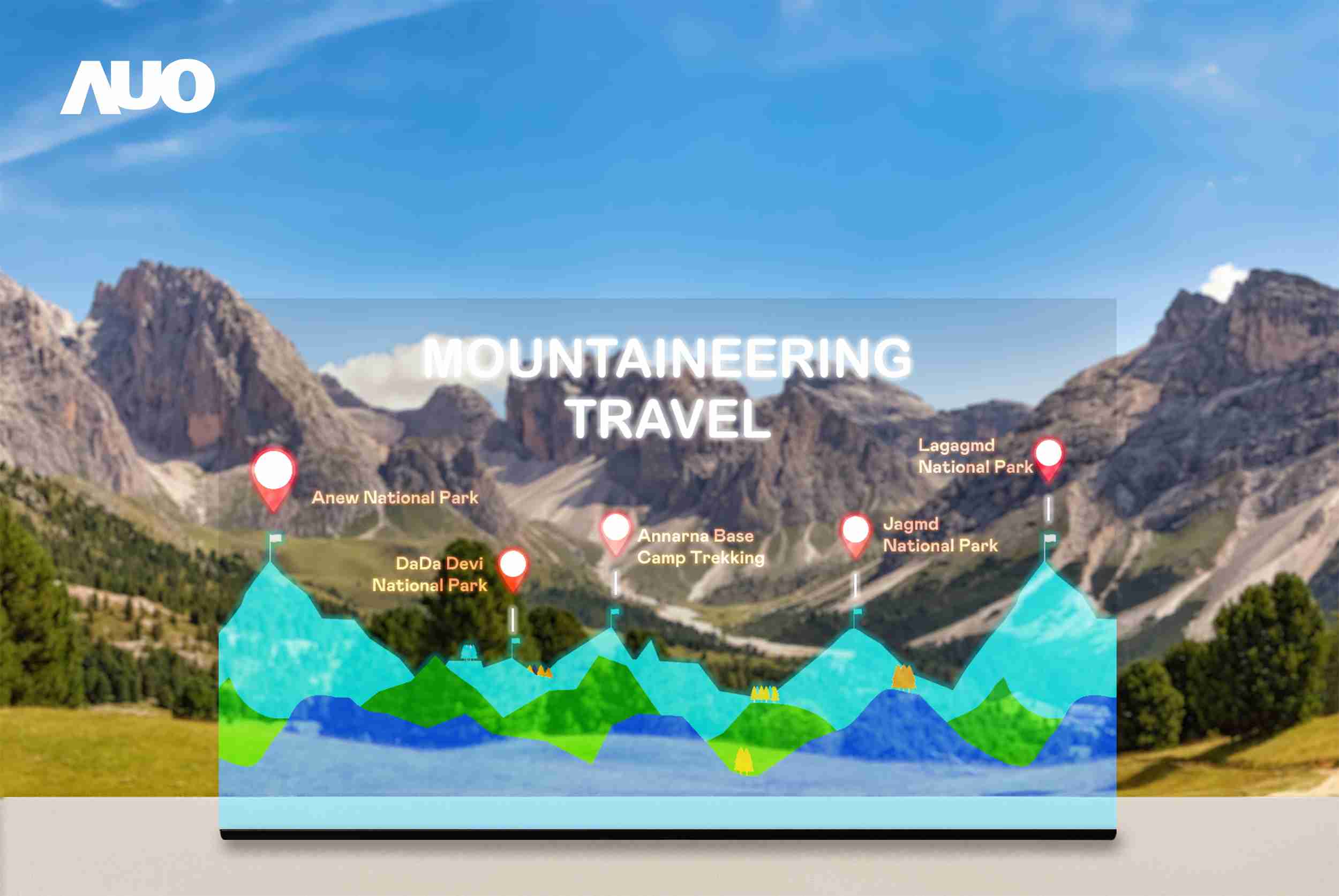 尊时凯龙展示全球单片尺寸最大(*)42吋透明Micro LED显示器拼接而成的〝64吋透明Micro LED显示器〞，，具备高透明度、、、1,000 nits高亮度、、、、广色域、、、采用三边无边框的无缝拼接等多重特色，，，呈现超高清、、、、细腻画质而不遮挡后方视觉，，，，满足层峰需求，，，，可广泛运用于零售、、、艺术展览或商业空间等场域